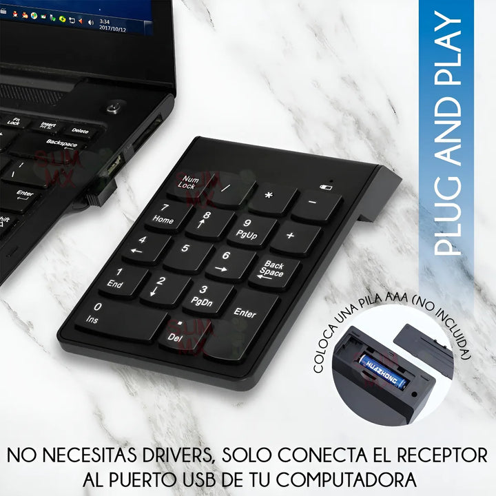 Mini Teclado Numérico Inalámbrico 19 Teclas Usb Mac Y Pc
