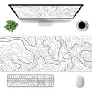 Gran Mouse Pad Gaming Xl Mapa Topográfico Blanco 31.5x11.8 I