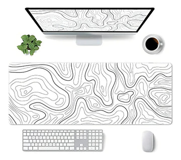 Gran Mouse Pad Gaming Xl Mapa Topográfico Blanco 31.5x11.8 I