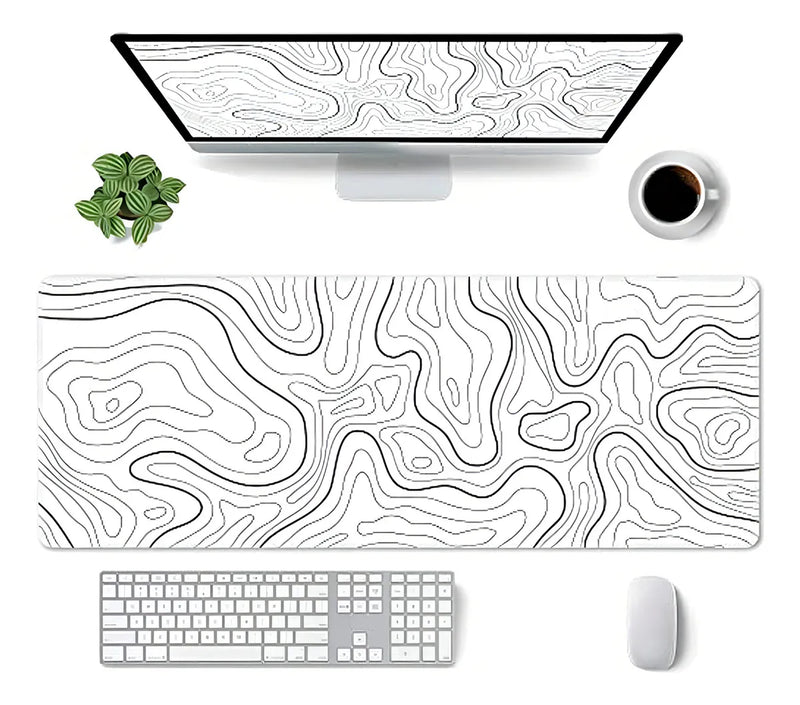 Gran Mouse Pad Gaming Xl Mapa Topográfico Blanco 31.5x11.8 I