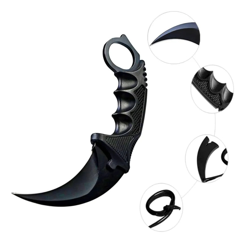 Navaja Cuchillo Karambit Táctico Militar Con Funda Negro