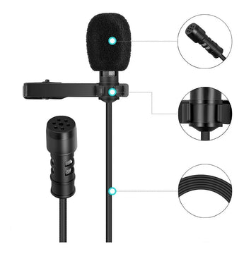 Micrófono Condensador Profesional Solapa Lavalier Yanmai Color Negro