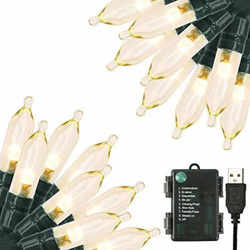 Luces Navideñas 33 Pies 100 Luces Led De Cadena Con Ba...