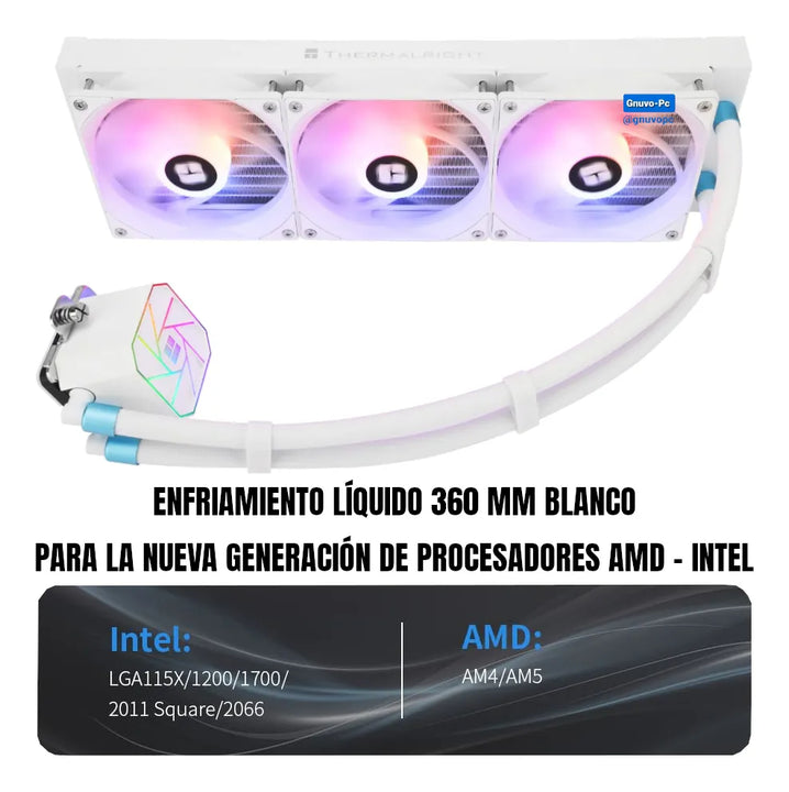 Enfriamiento Liquido Pc Cpu Ta 360 Argb Lga 1700 Am5 Blanco