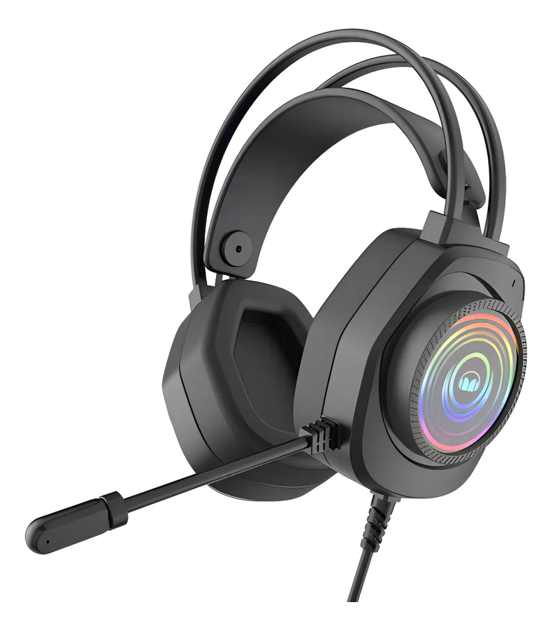 Audifonos Monster Gamer Diadema Auriculares Rgb N5-3.5 Color Negro
