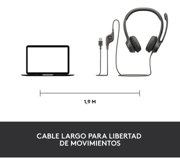 Logitech H390, Diadema Usb / Mic Sin Ruido Y Controles Cable Negro