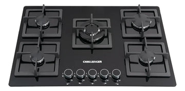 Estufa De Empotrar Vidrio Templado Negro Cinco Puestos 76 Cm