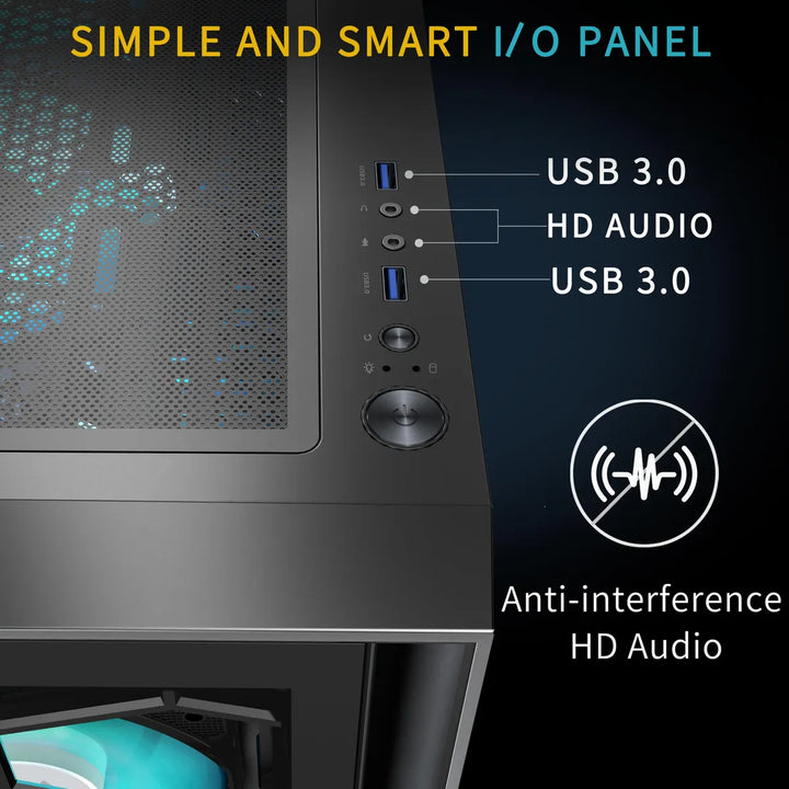 Funda De Pc Con Ventiladores Argb Preinstalados