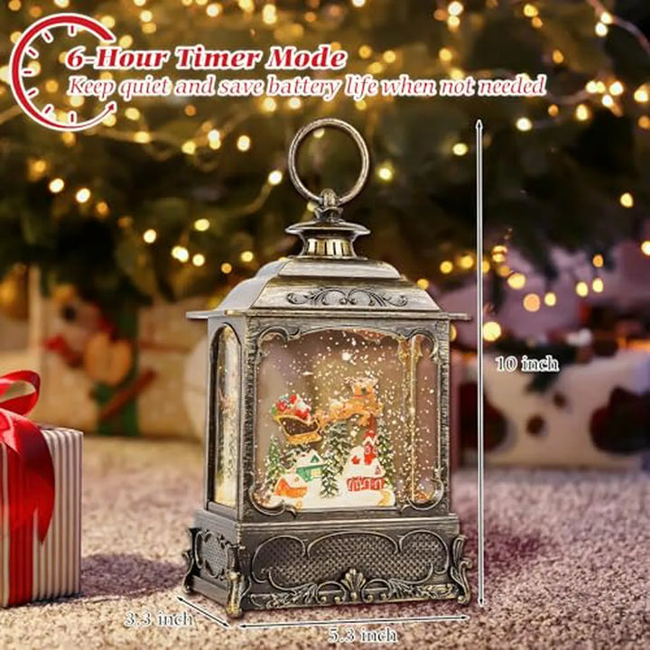 Snow Globe Musical Navideño Con Temporizador Y Luz Led