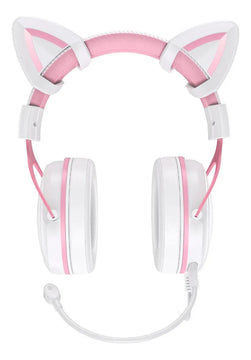Audifonos Gamer Onikuma X10 Orejas Blancos Con Rosado Rgb Color Blanco
