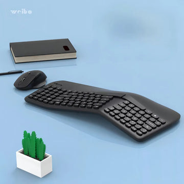 Combo Teclado Y Mouse Ergonomicos Inalambrico Weibo Wb-218 Mouse Negro Teclado Negro
