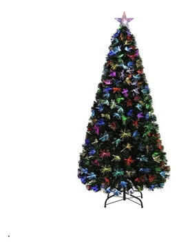 Arbol Fibra Optica 7 Colores Alta Densidad 210cm Verde Oscuro