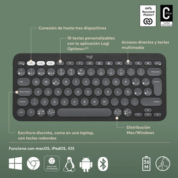Logitech Combo Multi-dispositivo: Teclado K380s + Mouse M720 Mouse Negro Teclado Negro
