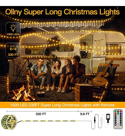 Luces Navideñas Exteriores De 1000 Led De Agua, Ench...