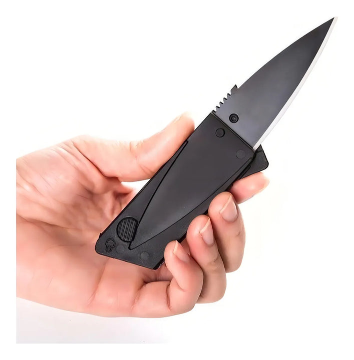Cuchillo táctico plegable para tarjetas, tarjetero, hoja afilada, color negro