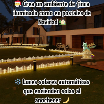 Kit Set Cerca Valla Plástica Luz Solar Automática Led Decoración Navideña Delimitar Sendero Cerramiento División Borde Jardín Finca Patio Nocturno Mágico Confiable Duradero Exterior 1.75 Metros