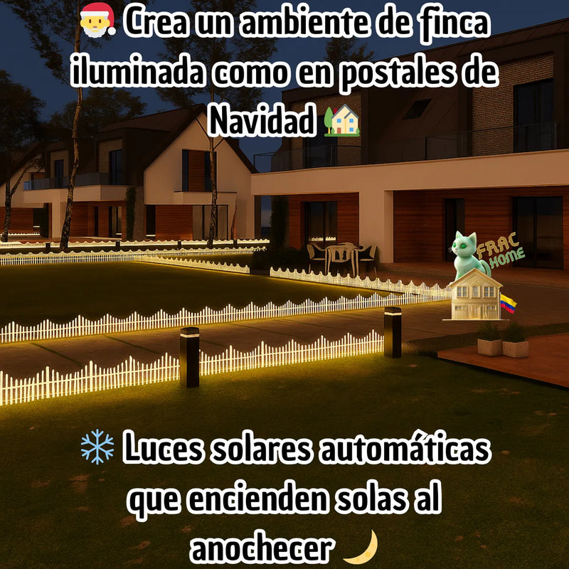 Kit Set Cerca Valla Plástica Luz Solar Automática Led Decoración Navideña Delimitar Sendero Cerramiento División Borde Jardín Finca Patio Nocturno Mágico Confiable Duradero Exterior 1.75 Metros