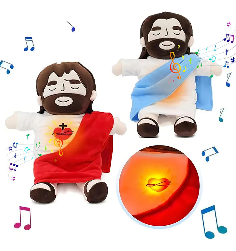 2025 Nuevo Peluche De Jesus Que Respira, Jesús Peluche Para La Ansiedad, Jesús De Peluch Que Respira Con Música Y Luces, Suave Dios D Muñeco Para Dormir, Niños Y Niñas (rojo)