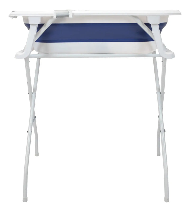 Bañera Plegable Con Soporte Y Cojín Stand Happy Baby Color Azul