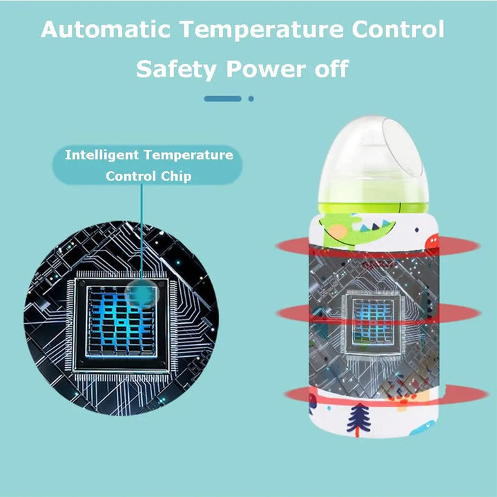 Botella Portátil Para Leche Con Usb Y Termostato Dinosaurio