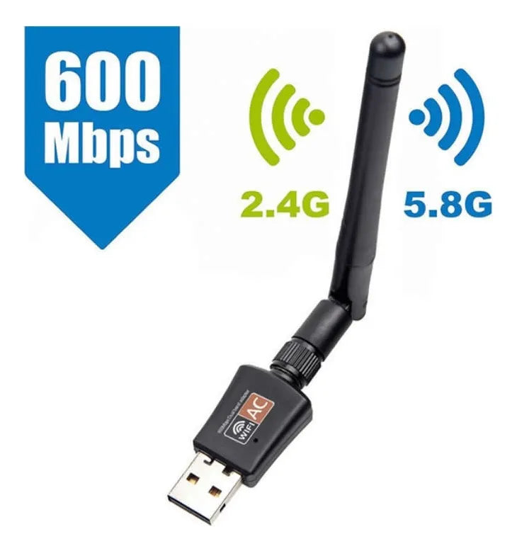 Receptor Wifi 600mbs Doble Banda Tarjeta Usb Dual 2.4-5 Ghz