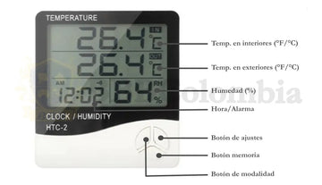 Reloj Termohigrometro Digital Sonda Temperatura Humedad Htc2