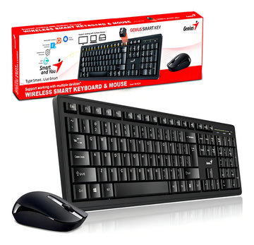 Combo Teclado Mouse Genius Km-8200 Inalambrico Español Pc Color Del Teclado Negro Color Del Mouse Negro