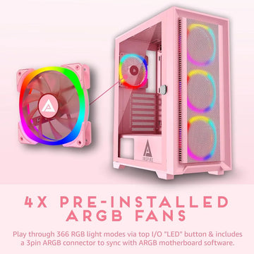 Caja Pc Apevia Inspire-pk Rosa Atx Con 4 Ventiladores Argb