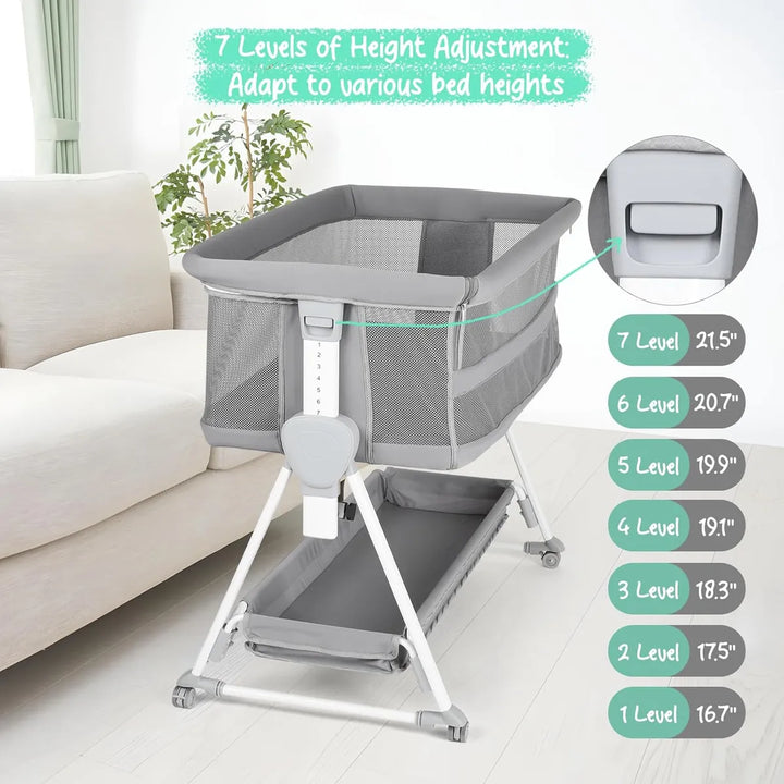 Cuna Lateral Ultra Silenciosa Con Colchón Lavable