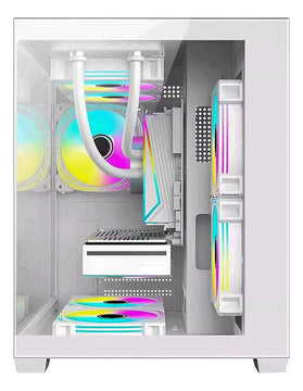 Gabinete Chasis Para Pc Gamer Pecera Argb Blanco + 5 Cooler