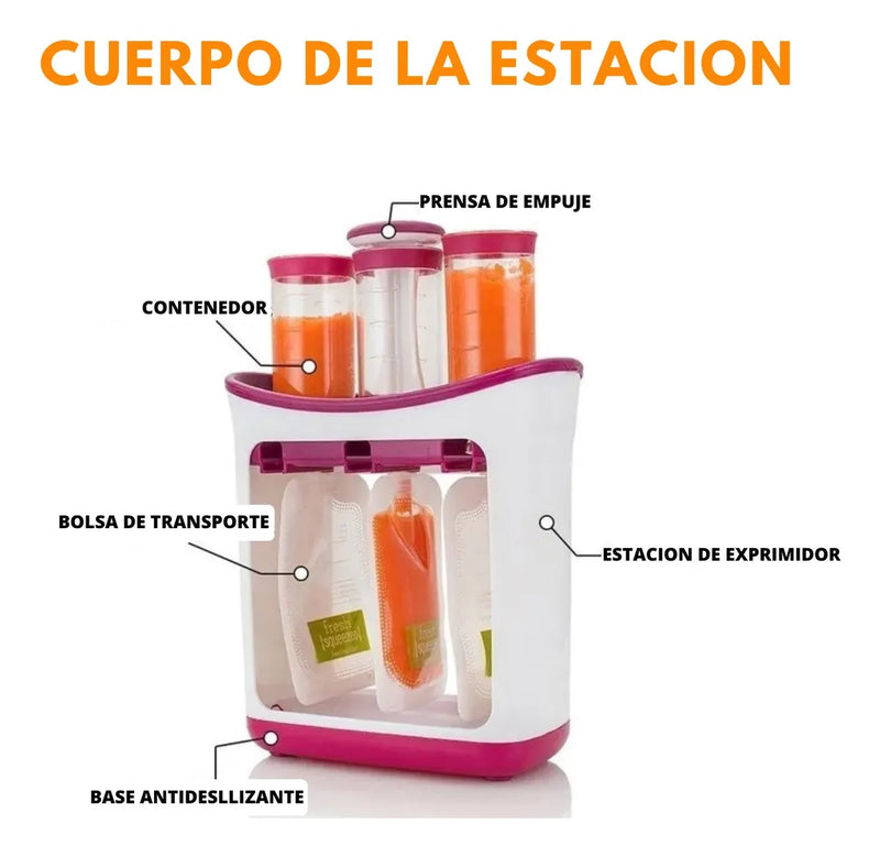 Dispensador Compota Bolsa Estación Papilla Bebe Extractor