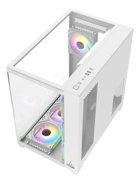 Gabinete Gamer Iceberg Atx Crystal Cube Xl Blanca 7 Fans Rgb Blanco