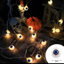 Guirnalda 10 Led Halloween Ojos Blanco Extension 2mt Pilas