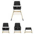 Silla Alta Compacta De Madera Negra Portátil Con Bandeja Aju