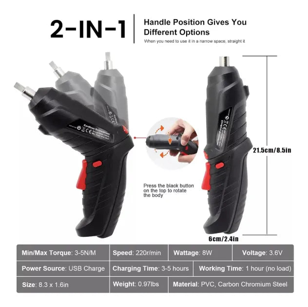 Destornillador Inalambrico Electrico 47 En 1 Recargable - Negro