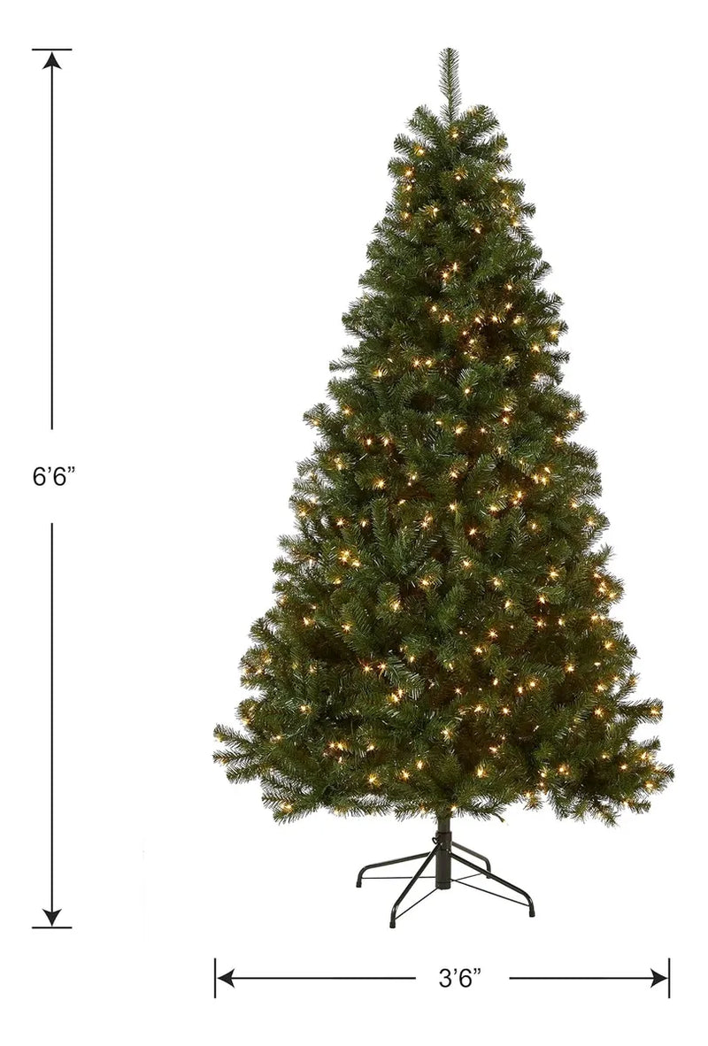 Árbol De Navidad Artificial 6.5' Preiluminado Y Realista