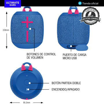 Ultimate Ears Wonderboom 3, Kit 2 Bocinas Impermeables, Blu Performance Blue