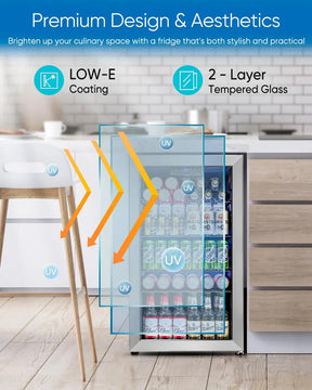 Refrigerador Mini Con Puerta De Vidrio 126 Latas Oficina Bar