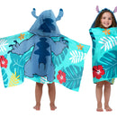 Toalla De Algodón Con Capucha Para Niños Stitch Azul Acero