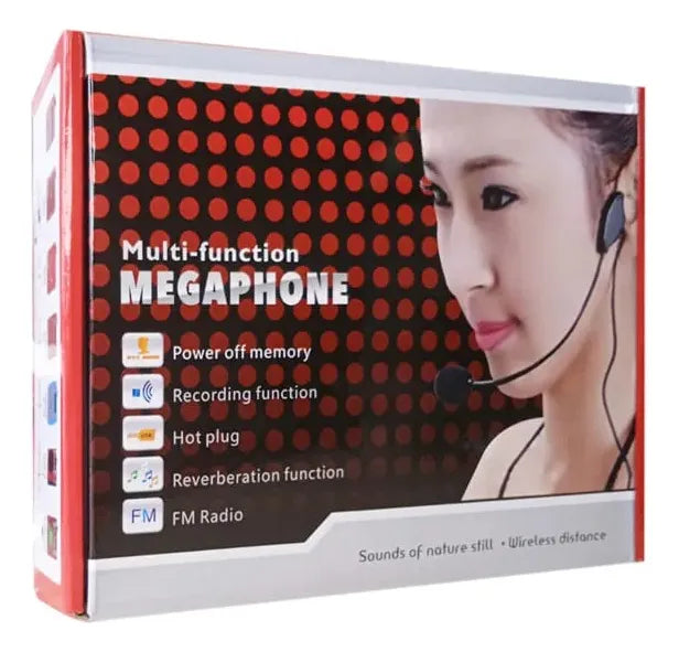 Parlante Amplificador Voz Recargable Micrófono Diadema Radio Diseño