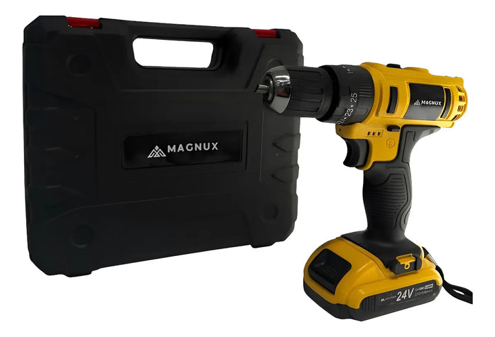 Taladro Atornillador Inalámbrico 10mm Magnux 24v 1 Bat 23 Nm Amarillo