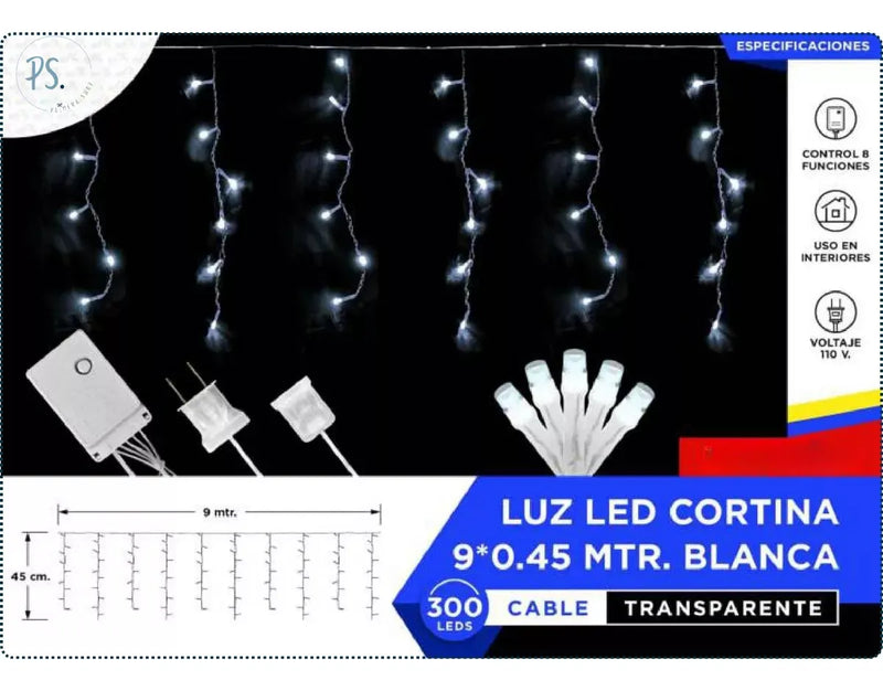Luz Led Decorativa Luces Navideñas Luces De Navidad Cortina9 Azul