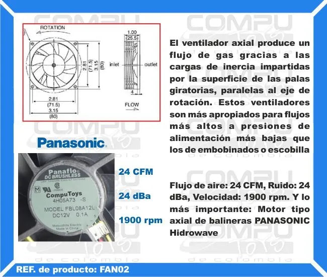 Zfan02 Ventilador 12v Especial Balineras 8x8 Molex Computoys
