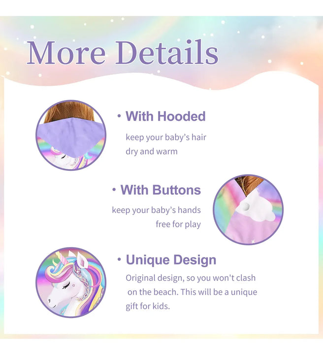 Toalla Con Capucha De Unicornio, Toalla De Playa De Unicorni