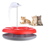 Plato Interactivo Con Señuelo Para Gato Gris Rojo