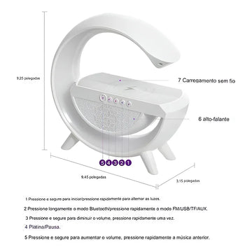 Parlante BT2301 Led Wireless Charging Speaker portátil con bluetooth blanca