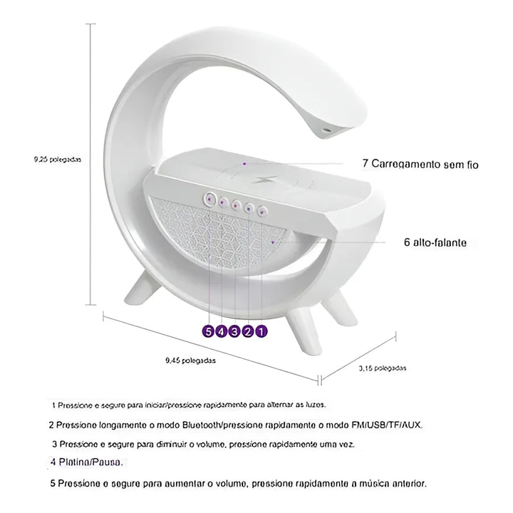 Parlante BT2301 Led Wireless Charging Speaker portátil con bluetooth blanca
