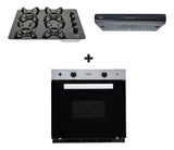 Combo Funcional Estufa De Empotrar 60x43 + Campana+ Horno Gn Color Negro
