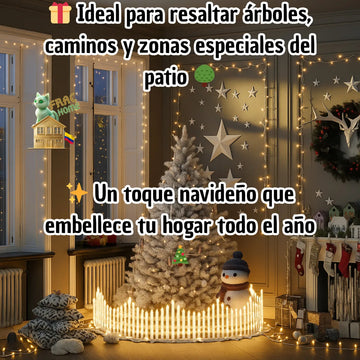 Kit Set Cerca Valla Plástica Luz Solar Automática Led Decoración Navideña Delimitar Sendero Cerramiento División Borde Jardín Finca Patio Nocturno Mágico Confiable Duradero Exterior 1.75 Metros