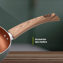 Wok Cuarzo + Tapa De Vidrio Wok Cuarzo+tv 24cm Color Verde cuarzo